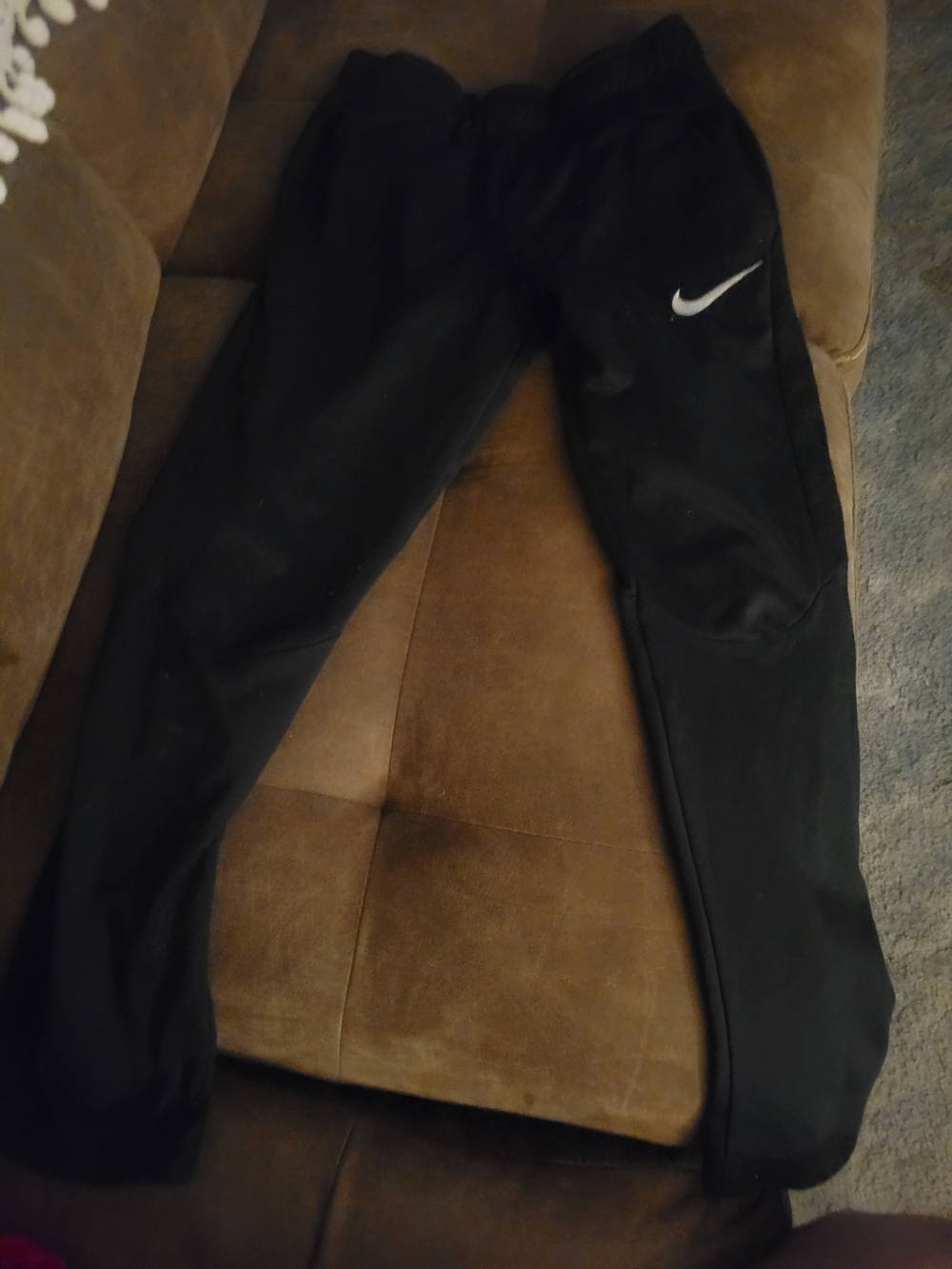 Nike Black Track Pants with White Swoosh